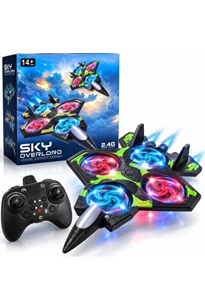 Issa Sky Overlord Dronă avion de luptă de 20 cm cu telecomandă 2.4 G, lumini ...