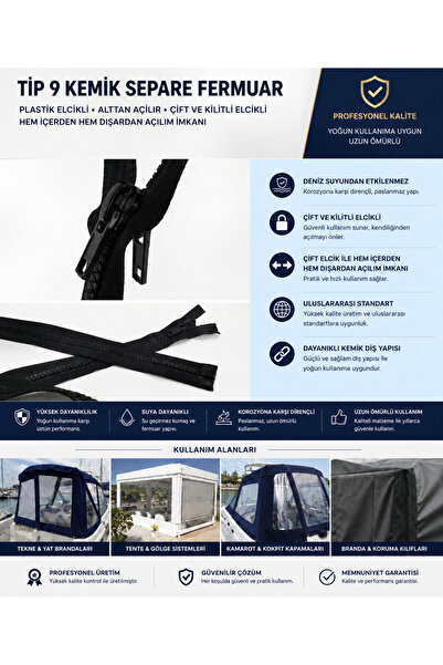ecottonworks Tip 9 Kemik Separe Fermuar – Plastik Çift Elcikli, Deniz Suyuna ...