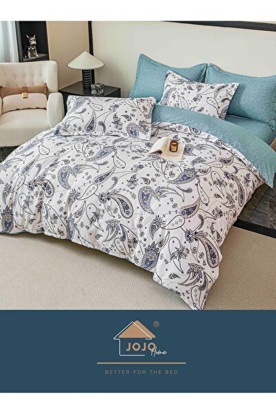 JOJO HOME Set lenjerie de pat dublu, 6 piese, cearceaf cu elastic