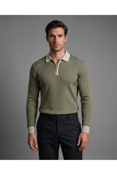 Modayakamoz Men's collar zippered shirt collar knitwear