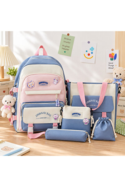 Generic Brand Girls School Backpack Set 5-Piece with Tote Bag, Crossbody Pouc...