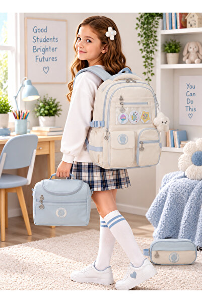 tiny wood Premium Pastel Series Girls' 3-Piece School Bag Set
