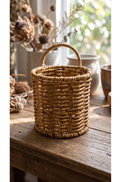 MİEN Lucia Maison Kulplu Rattan Hasır Sepet (10x13 cm)