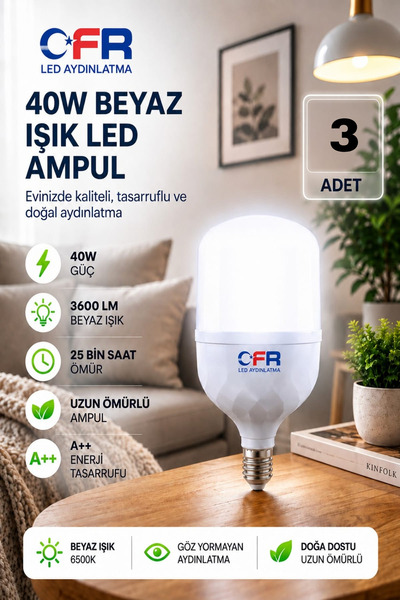 CFR LED AYDINLATMA 40w 3600 Lümen Tasarruflu E27 Beyaz Işık Torch Led Ampul-1...