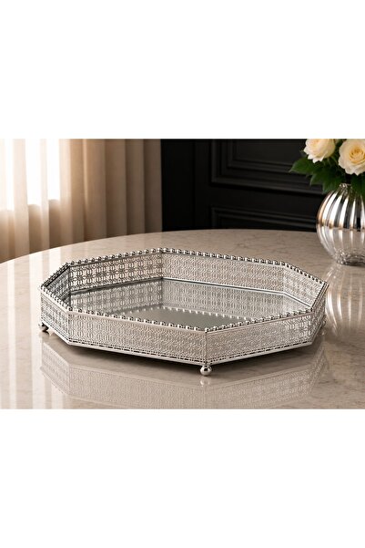 Generic Brand Esterhomedecor Octagonal Metal Tray with Mirror 36*24*6cm Yv416