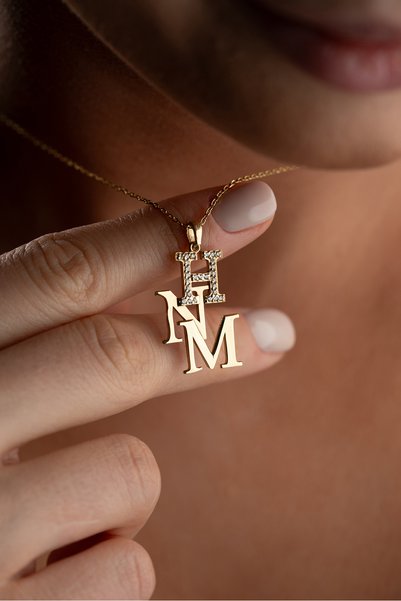 Silvano Jewelry 925 Ayar Gümüş Üç Harfli Kişiye Özel Kolye