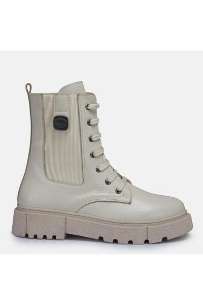 37Numara Large Size Women's Boots Genuine Leather 42-43-44 Beige