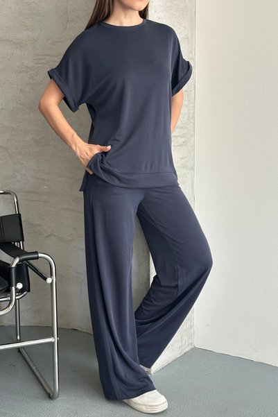noov Women's Cupra Pike Fabric Double Sleeve Cuffed Comfortable Cut Set 6020 Navy Blue - Premium Series