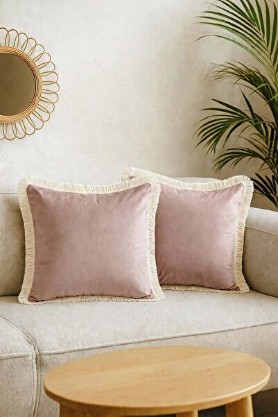 Vannes Home غطاء وسادة مزخرف فاخر من المخمل مكون من قطعتين مقاس 45x45 سم