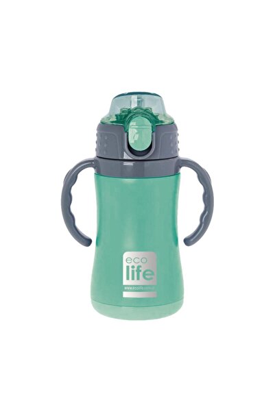 Ecolife Θερμός παγούρι από ανοξείδωτο ατσάλι με καλαμάκι, παιδικό, 300ml, μέντα