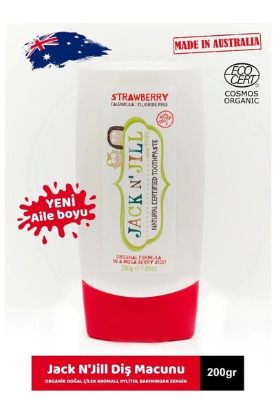 Jack And Jill Kids Jack N' Jill Çilek Aromalı 200 ml Diş Macunu Florürsüz ve ...