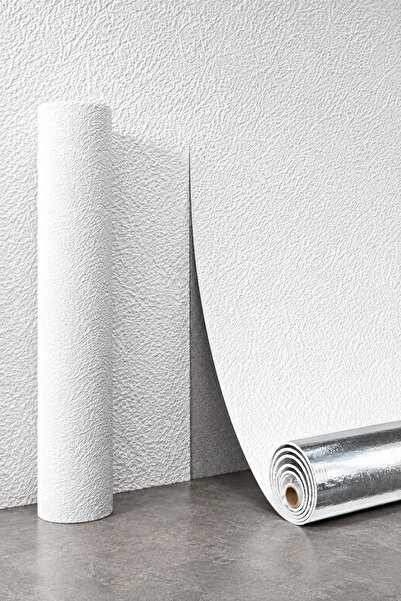 UKAB DEKOR 50x280 Cm Kendinden Yapışkanlı Keten Desen Alüminyum Folyolu Isı Ses Yalıtımlı Duvar Kağıdı Paneli