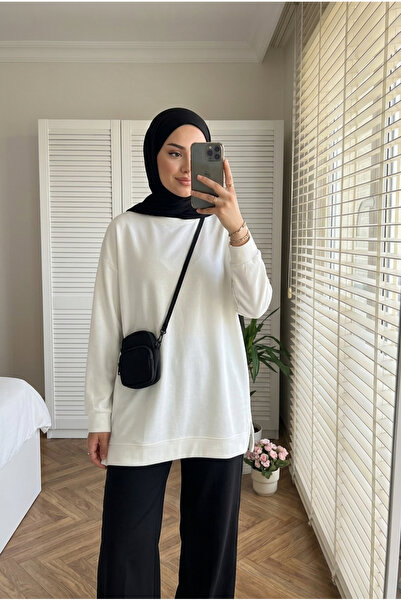 Kirazca Butik Women's Off-Shoulder Slit Detailed Loose Tunic