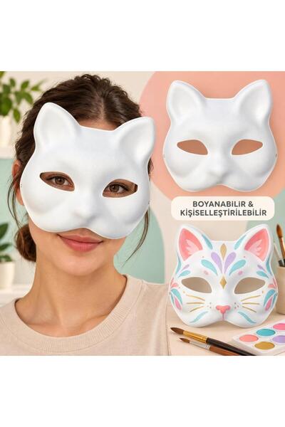 Kendin Tasarla Kişiselleştirilebilir Boyanabilir Kedi Maskesi