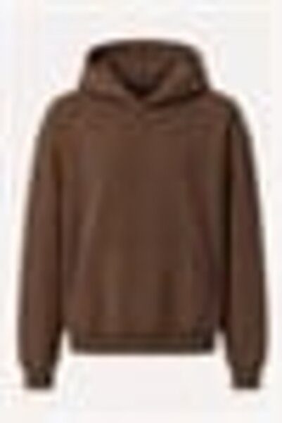 Juuuj Brown Three-Thread Shaded Fabric Hooded Collar Kangaroo Pocket Relaxed ...