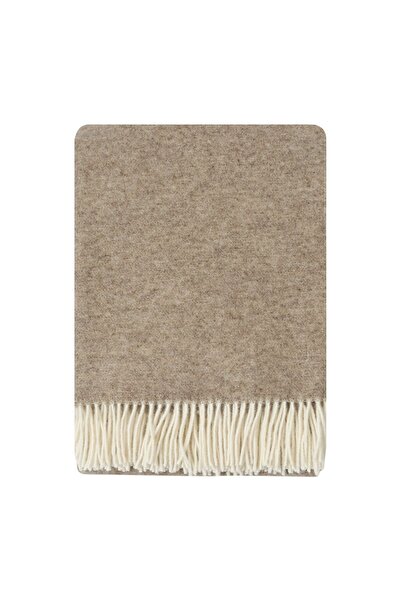 Cozy Blankets Pătură din 100% lână neozeelandeză, bej-taupe, cu franjuri, 140...