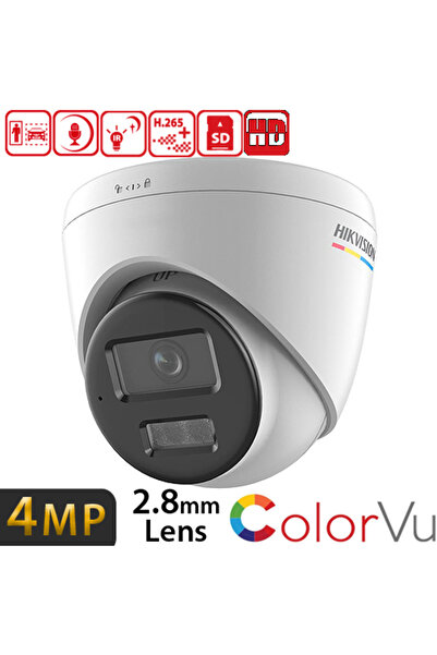 (DS-2CD1347G2H-LIUF) 4MP 2.8MM 3D DNR,BLC,HLC,AGC 120dB WDR,SD SES COLORVU IP DOME KAMERA