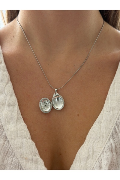 Pinery Jewels قلادة نسائية من الفولاذ المقاوم للصدأ بتصميم عتيق مع غطاء قابل للفتح للصور
