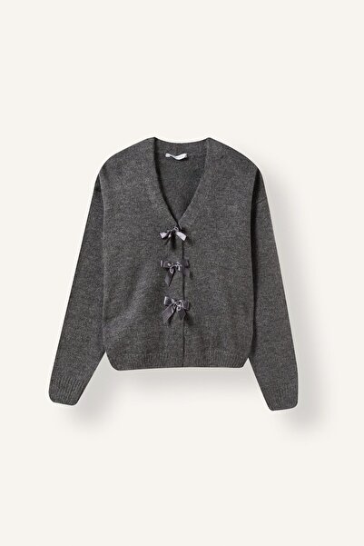 DeFacto Bow Detailed V-Neck Knitwear Basic Cardigan Girls I4373A826Au