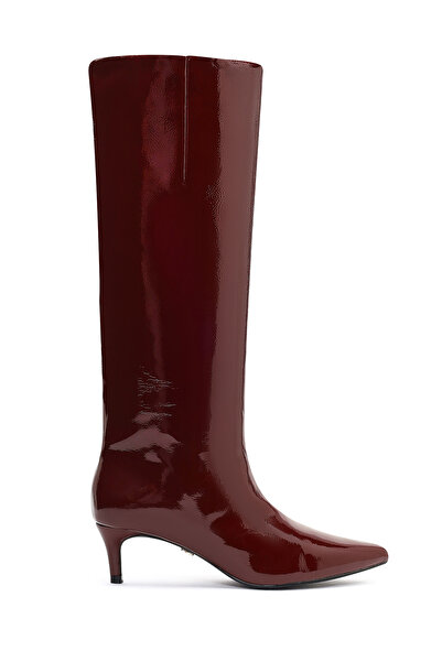 Derimod Kadın Bordo Kısa İnce Topuklu Rugan Çizme WF550003SR