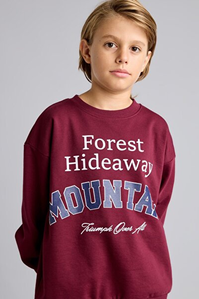 DeFacto Hanorac imprimat cu guler rotund, model Overshirt Fit, pentru băieți ...