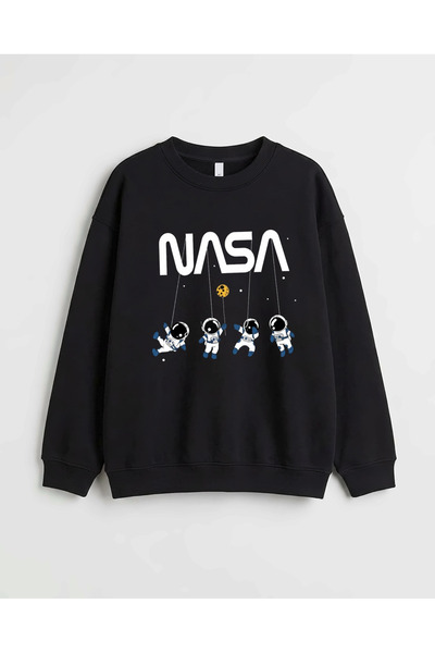Let's Wear Nasa Printed Crew Neck Sweatshirt