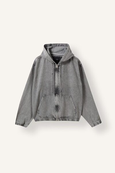 DeFacto 100% Cotton Oversized Hooded Zipper Jacket I4843Ax26Au