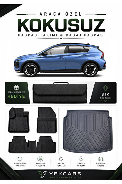 YEKCARS HYUNDAİ BAYON 2026 MODEL ARACINIZA ÖZEL 4D KARBONLU KAUÇUK PASPAS TAK...