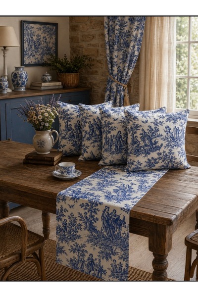 best house decor 4+1 Vintage Set 4 Cushion Covers 1 Runner (5 Pieces)