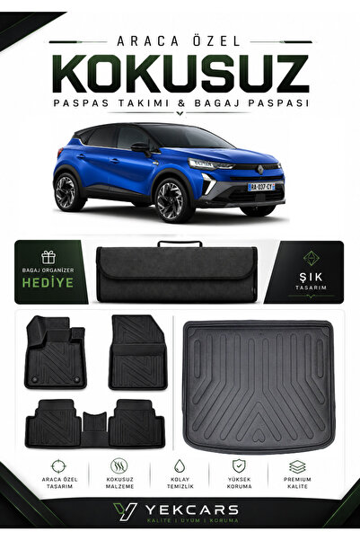 YEKCARS RENAULT CAPTUR 2024 MODEL ARACINIZA ÖZEL 4D KARBONLU KAUÇUK PASPAS TA...