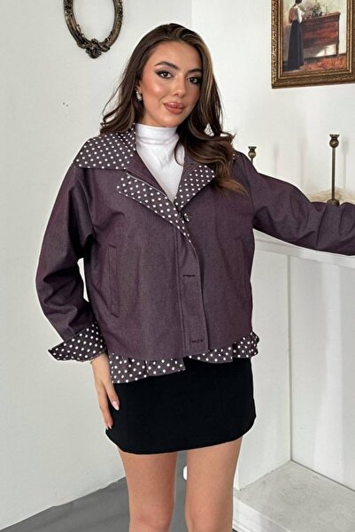 LUMU Plum Polka Dot Ruffle Jacket
