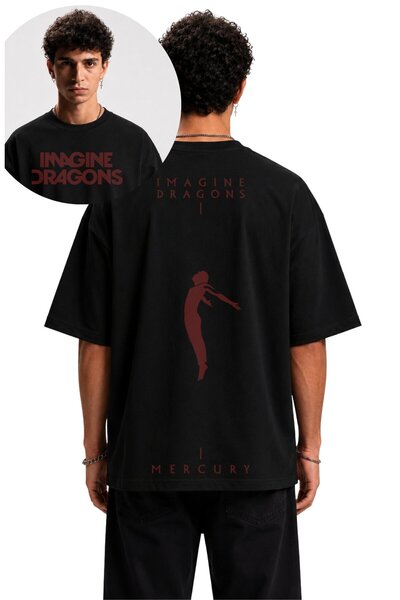 Fuddy Moda Unisex Imagine Dragons Mercury Back Print T-Shirt, Oversize Rock B...