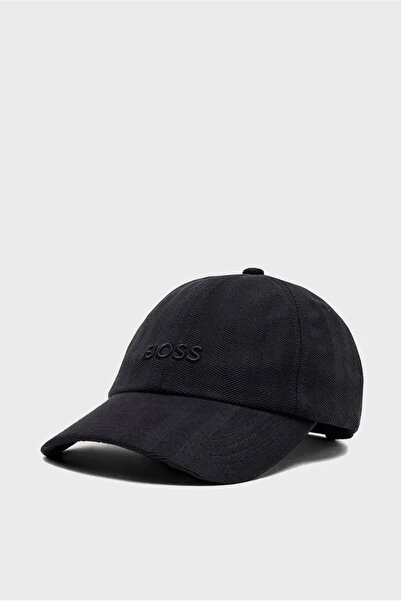 BOSS Erkek Pamuklu Logo Kabartmalı Siyah Şapka