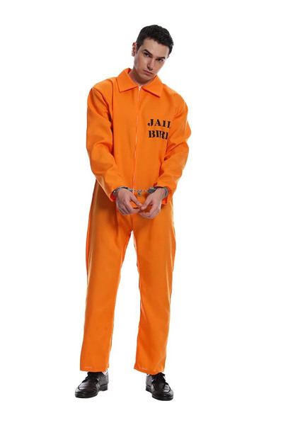 VUCATIN Men's Cool Prisoner Uniform Costume,Orange Prisoner Costume Men, Oran...