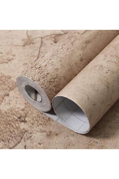 Arabest Beige Concrete Wallpaper,40cm x 2m 3D Matte Textured Cement Contact P...