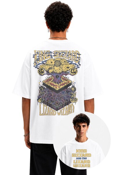 Fuddy Moda Unisex King Gizzard and the Lizard Wizard Back Printed T-Shirt, Ov...