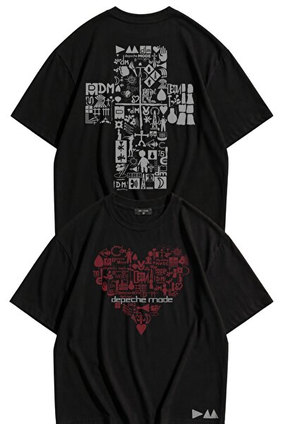 Fuddy Moda Μπλουζάκι Unisex με στάμπα στην πλάτη με σύμβολα Depeche Mode, Υπε...