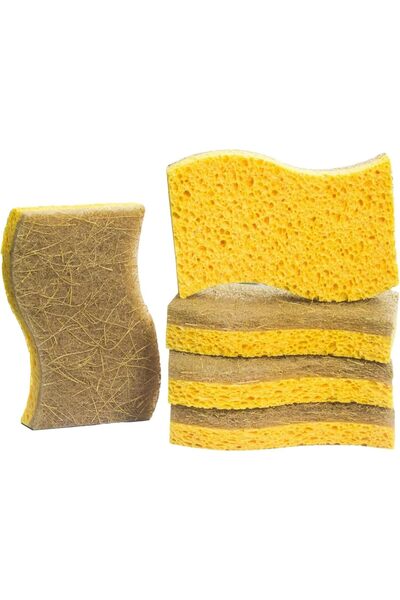 Arabest 5 Pcs Kitchen Sponge Cleaning Set,Double-Sided Coconut Palm and Wood ...