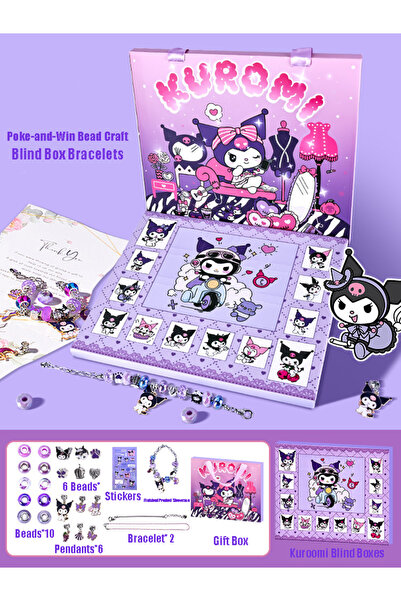 GGEROU Girls Kuromi DIY Bead Bracelet Making Kit, Kids Charm Jewelry Blind Bo...