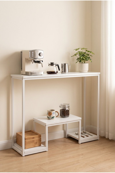 DASEN Console Table, Coffee Corner, 3‑Tier Narrow Sofa Side Table with Asymme...