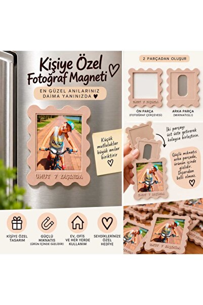 Genel Markalar Kişiye Özel Fotoğraf Magneti - 2 Parçalı Mıknatıslı Çerçeve De...
