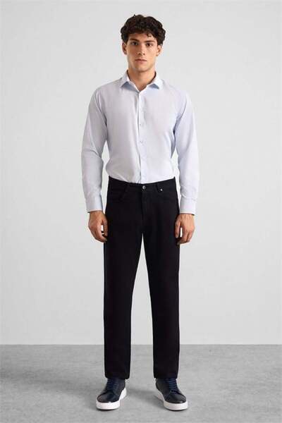 SÜVARİ Siyah Regular Düz Twill Normal Bel Casual Pantolon