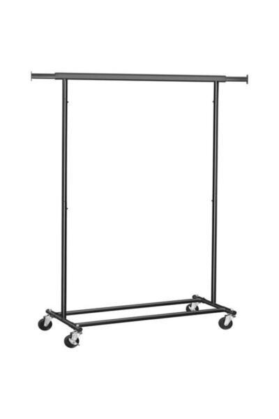Solplant Suport mobil cu roti pentru haine, Songmics, reglabil, metal, negru,...