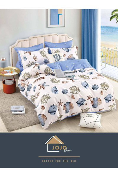 JOJO HOME Set lenjerie de pat dublu, 6 piese, cearceaf clasic fara elastic