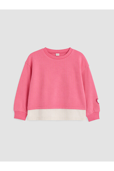 LC Waikiki Rmz Gi̇yi̇m Farkiyla Zero Roba Collar Embroidered Girls' Sweatshirt