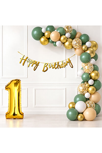 Doğasüs Gold Küf Yeşili Balon Zinciri Seti Yaş Doğum Günü