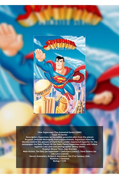 OEM Poster Infografic Superman: Serialul Animat, Design Colectionar, Carton 2...