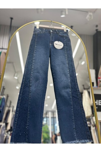 NOSHE Paça Püsküllü Taş Detaylı Kot Pantolon
