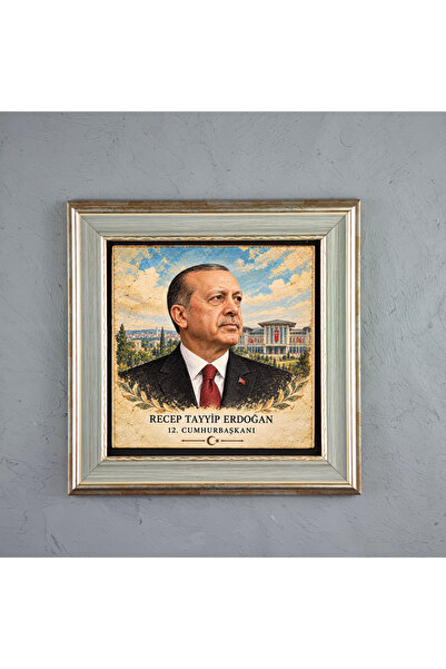 ermin Recep Tayyip Erdoğan 12. Cumhurbaşkanı Doğal Taş Tablo