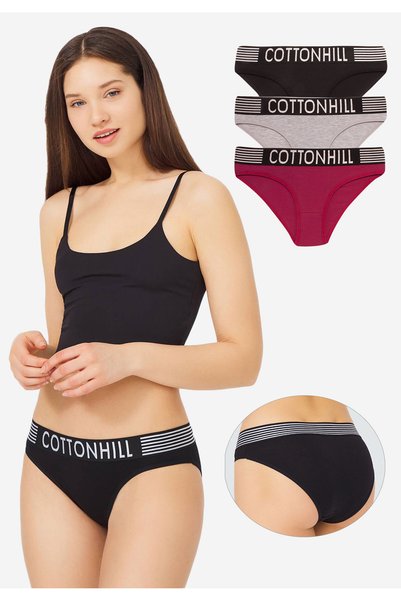 Cottonhill Αθλητικά Γυναικεία Σλιπ 3 τεμάχια. Πολύχρωμο